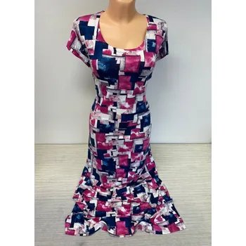 Dámské šaty Vzorované šaty, Barva Růžová, Velikost XL48, Materiál 96% Viskoza 4% Lycra