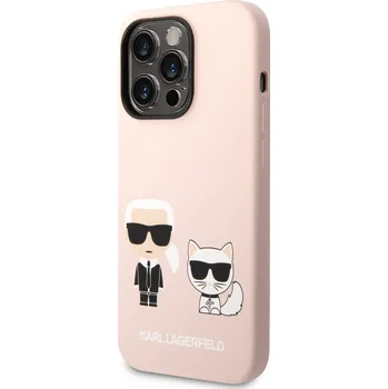 Pouzdro na mobilní telefon Karl Lagerfeld MagSafe Kompatibilní Kryt Liquid Silicone Karl and Choupette pro iPhone 14 Pro Max Pi KLHMP14XSSKCI