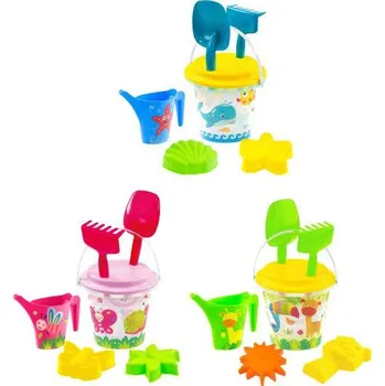 Hračka na písek Mochtoys Sada na písek Piráti a mořský svět s transparentním kyblíkem