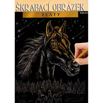 Výuková hračka ARTLOVER Škrabací obrázek (zlatý) - Koně