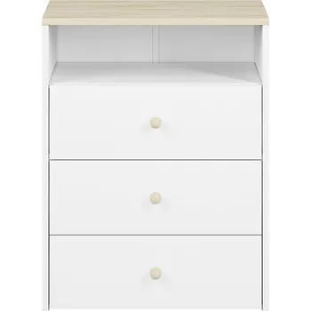 Dětská skříň Nábytek PEGAS s.r.o. Komoda Elmo 11, Bílá Alpská/Buk Fiord