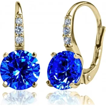 Náušnice Couple, Elegantní náušnice Joyce, žluté zlato s tmavě modrými zirkony, 6630220-0-0-2