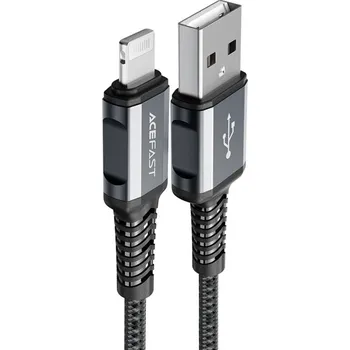 Náhradní díl pro mobilní telefon Nabíjecí a datový kabel 2,4A ~ AceFast C1-02 ~ USB/Lightning 1,2m MFi - Černý