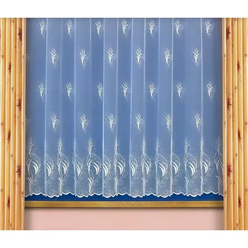 Žakárová záclona V318 větvičky, s bordurou, bílá, výška 190cm (v metráži)