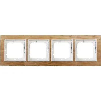 Elektroinstalační materiál Timex Dřevěný rámeček Opus Premium Plus buk / chrom, čtyřnásobný