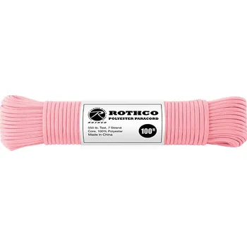 Sport Šňůra PARACORD polyester 550LB 30m 4mm RŮŽOVÁ
