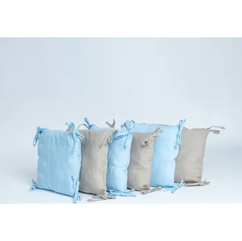 Příslušenství pro dětskou postel a kolébku Tulimese Polštářkový mantinel do postýlky lněný přírodní pomněnkový VÝBĚR POČTU POLŠTÁŘKŮ: SOUPRAVA 6KS