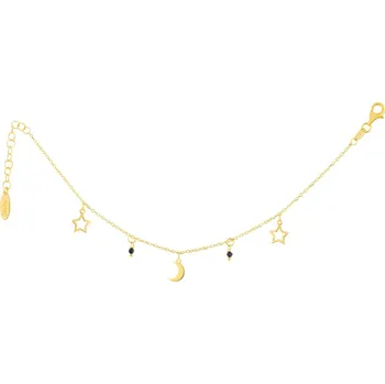 Náramek Pozlacený stříbrný náramek s broušeným sklem - měsíc, hvězdy - AP534-8773