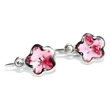 Náušnice Stříbrné dětské náušnice kytička Swarovski light rose - NK1297 (Stříbrné náušnice dětské kytičky)
