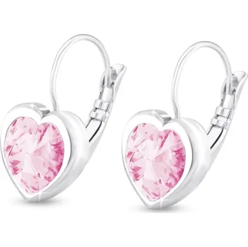 Náušnice Ellami VERONA 2250-2 Srdcové náušnice se světle růžovým zirkonem Ellami