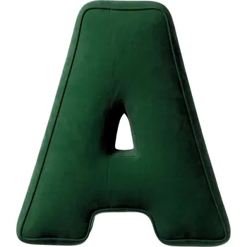Polštář Yellow Tipi Tmavě zelený sametový polštář písmeno A 40 cm