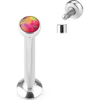 Piercing Šperky4U Piercing do brady - labreta 1,2 x 6 mm, červený opál - LB1020R-1206