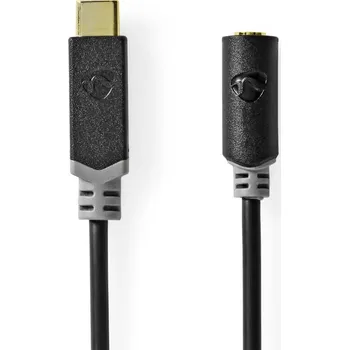 Elektrická zásuvka NEDIS USB-C™ Adaptér | USB 2.0 | USB-C™ Zástrčka | 3,5 mm Zásuvka | 1.00 m | Kulatý | Pozlacené | PVC | Černá | Box