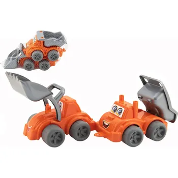 autíčko Stavební stroje 2ks plast na volný chod v síťce 13x17x28cm 12m+