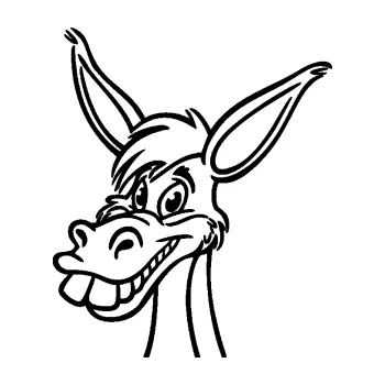 Samolepící dekorace SAMOLEPKA Osel 007 levá rozesmátý (01 - černá) NA AUTO, NÁLEPKA, FÓLIE, POLEP, TUNING, VLASTNÍ TEXT, TISK, AUTOSAMOLEPKY.cz, POLEPY, OBRÁZEK, LOGO, SAMOLEPKY