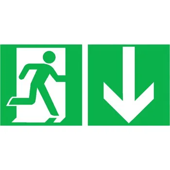 Kancelář Velkoformátová tabulka – Nouzový východ vpravo, šipka dolů, 50 × 100 cm, samolepicí fólie