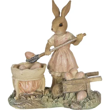 Figurka Clayre & Eef, Holandsko Clayre & Eef - Figurka zaječky s trakařem nabírající vajíčka - 12*6*12 cm