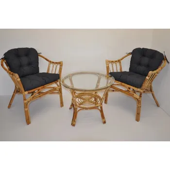 Sedací souprava Axin Trading1 Ratanová sedací souprava Subaliu - polstry tmavě šedý melír