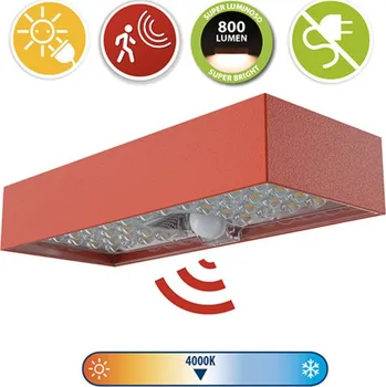 Venkovní osvětlení VELAMP Světlo nástěnné solární LED se senzorem 800lm cihlové IP65