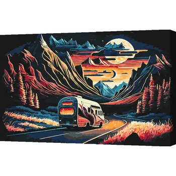 Malování podle čísel - Výlet do hor Velikost: 40x60cm, Rámování: Pouze srolované plátno