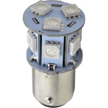 Autožárovka BA15S, 9 SMD 5050 LED, 6V - Červená