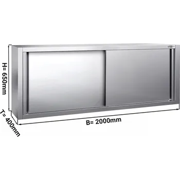 Kuchyňská skříňka G.Gastro Nerezová nástěnná skříňka PREMIUM 2,0 m - s posuvnými dveřmi - výška 0,65 m