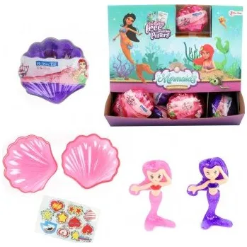 Mořská panna v mušli se samolepkami - růžová