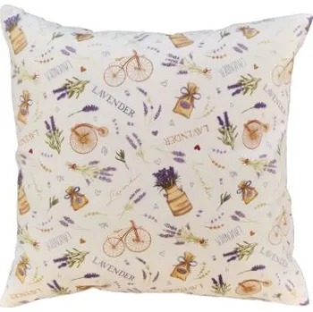 Dekorativní polštářek Dekorační polštář Levandule a kola na bílé 45 x 45 cm | RTex