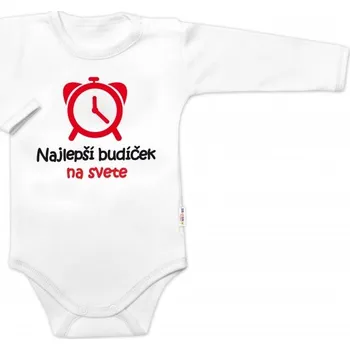 Body dlouhý rukáv Najlepší budíček na svete, Baby Nellys, bílé, Velikost koj. oblečení 56 (1-2m)