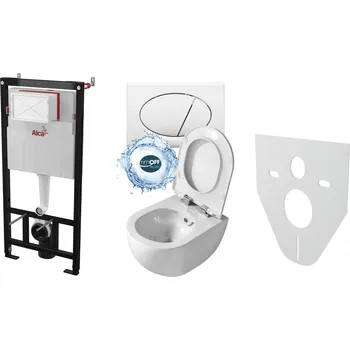 Alcaplast AM101/1120 Sádromodul komplet do sádrokartonu se závěsným WC Creavit FREE FE322 Rim-Off + bidet 2v1