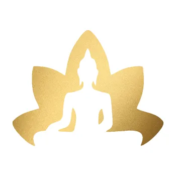 samolepka Budha 003 levá (43 - zlatá metalíza) SAMOLEPKA NA AUTO, NÁLEPKA, FÓLIE, POLEP, TUNING, VLASTNÍ TEXT, TISK, AUTOSAMOLEPKY.cz, POLEPY, OBRÁZEK, LOGO, 3D STICKERS