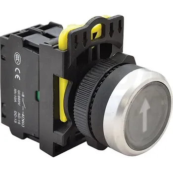 tlačítko Tracon NYK3-P4L Tlačítkový spínač podsvětlenýs popisem, černý ( bílá šipka) 1×NO, 5A/230V AC-15, IP65, LED 230V AC/DC (Tracon NYK3-P4L)