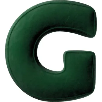 Polštář Yellow Tipi Tmavě zelený sametový polštář písmeno G 40 cm