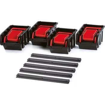 Úložný box Prosperplast Sada boxů SETTRUCK s lištou na zeď 580x230x130 (16 boxů+5 lišt)