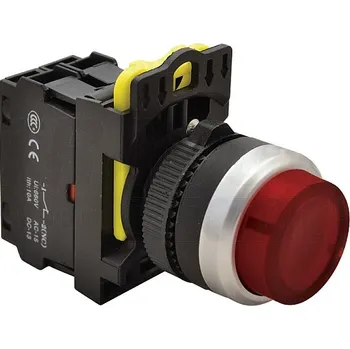 tlačítko Tracon NYK3-HLR Výstupní podsvětlený tlačítkový spínač, červený 1×NC, 5A/230V AC-15, IP42, LED 230V AC/DC (Tracon NYK3-HLR)