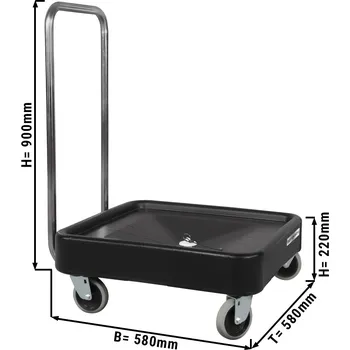 Servírovací stolek G.Gastro Přepravní vozík pro mycí koše - 58 x 58 cm - s rukojetí
