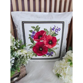 Povlak na dekorativní polštářek Povlak na polštář 40x40 - vlčí máky na bílém mramoru