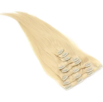 Příčesek Clip in vlasy 30cm Remy pravé lidské 100g - nejsvětlejší blond