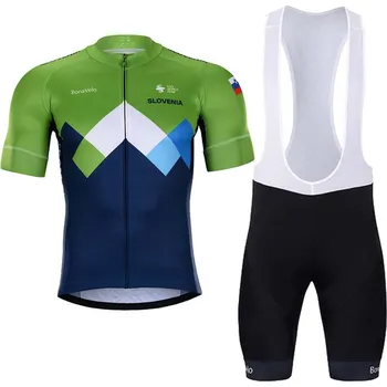 cyklistický dres BONAVELO Cyklistický krátký dres a krátké kalhoty - SLOVENIA - zelená/černá/modrá