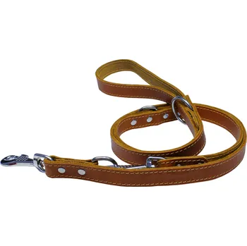 Vodítko pro psa HUHUBAMBOO vodítko přepínací mastná kůže 2,5 x 240 cm, koňak