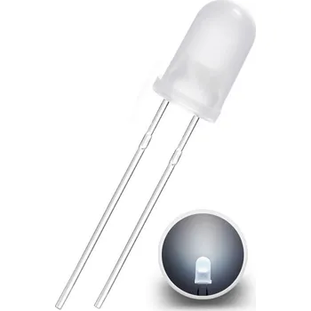 Polovodič LED Dioda 5mm, Bílá difuzní