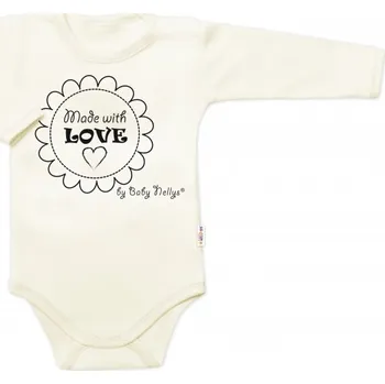 Body dlouhý rukáv Made with love, Baby Nellys, ecru, Velikost koj. oblečení 56 (1-2m)