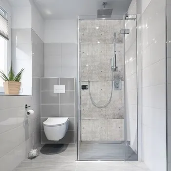 Obklad Samolepící PVC tapeta do koupelny mySPOTTI fresh Concrete Plates 100x210 cm