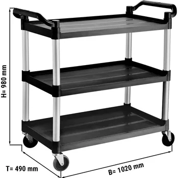 Servírovací stolek G.Gastro Servírovací vozík plastový 1,02 m - se 3 policemi
