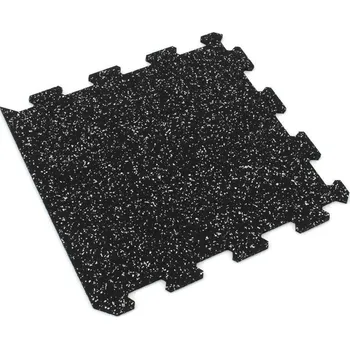 Venkovní dlažba Černo-bílá gumová modulová puzzle dlažba (okraj) FLOMA FitFlo SF1050 - 100 x 100 x 1 cm