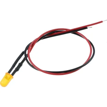 Polovodič LED Dioda 5mm s rezistorem, 20cm, Oranžová difuzní 9-12 V DC