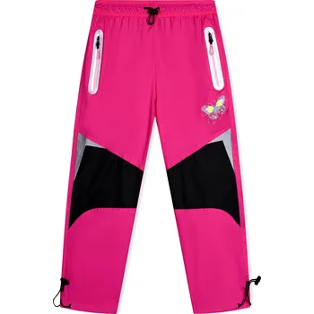 Dívčí kalhoty Šusťákové kalhoty s bavlněnou podšívkou KUGO SK7738, růžové