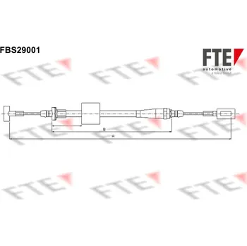 Lanko parkovací brzdy Tažné lanko, parkovací brzda FTE 9250654