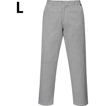 Gastro oděv G.Gastro Unisex Chef Trousers – Black/White Houndstooth - Size L - 3 Pockets - Half-Elastic Back