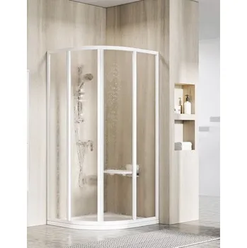 Čtvrtkruhový sprchový kout RAVAK SKCP4-90 195 dvoukřídlé dveře white+Rain 3117O10241